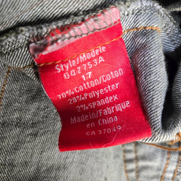 Y2K Fitted Denim Utility Jacket Size XXL Green Full Zip Flap Pockets Grunge - Picture 16 of 16